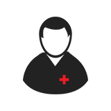 icon of a male nurse with a red medical cross on the front wound vac